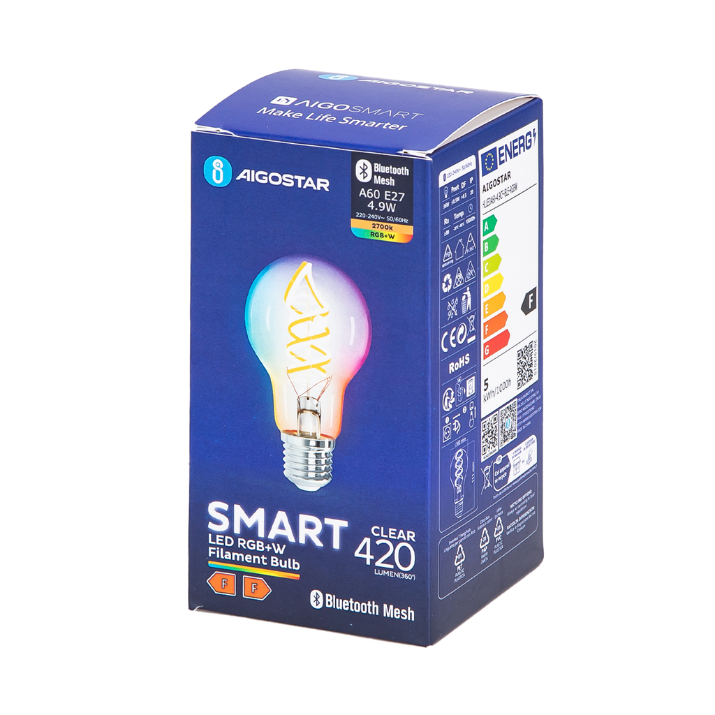 E27 A60 4,9W RGBW Bluetooth mesh - Image 4
