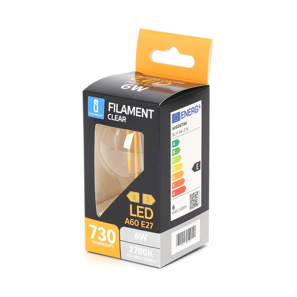 E27 LED filament lamp A60 6W 2700K - Image 2