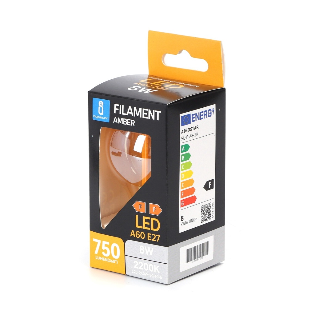 E27 LED filament lamp A60 8W 2200K - Image 2