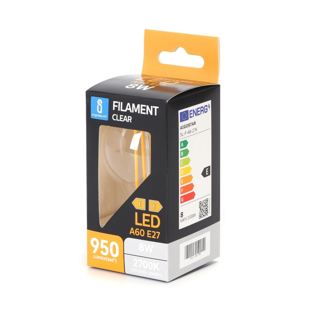 E27 LED filament lamp A60 8W 2700K - Image 2