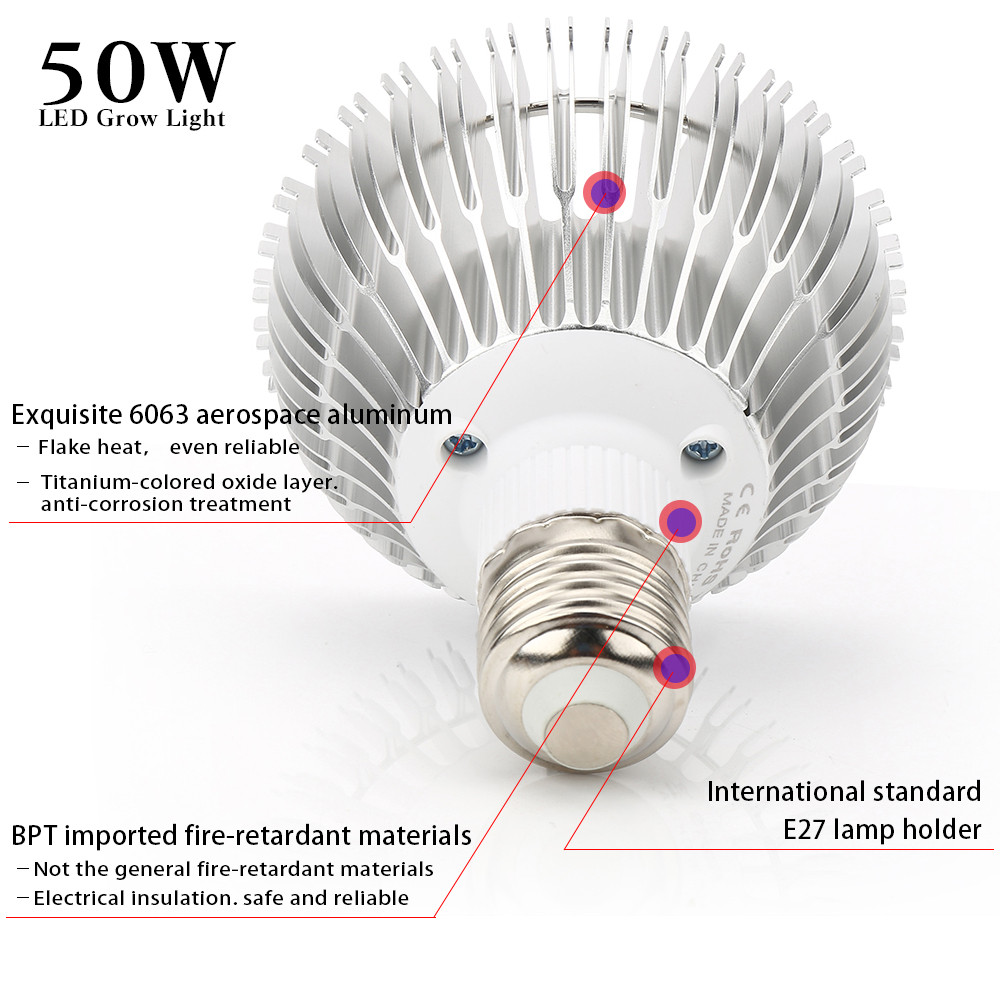 E27 plant lamp 50W Full spectrum - Image 5