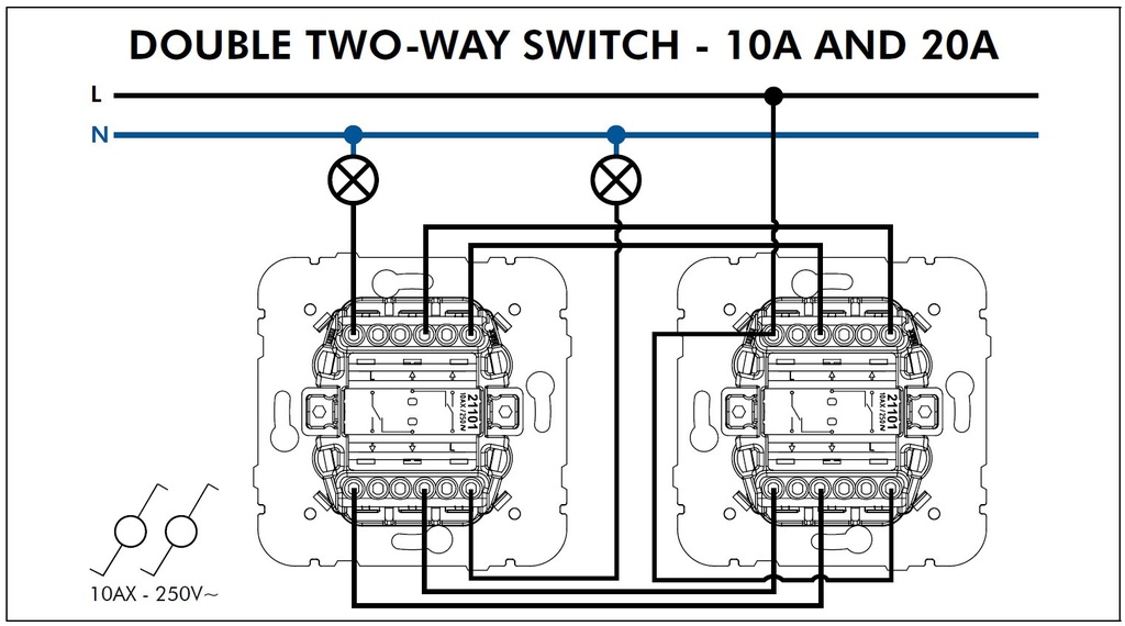 Efapel Double Two-way Switch MEC 21 - Image 2