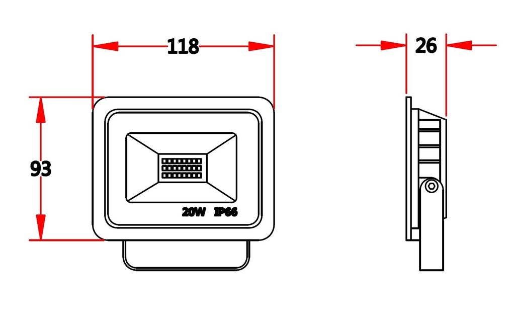 Floodlight 20W 3000K IP66 830 - Image 3