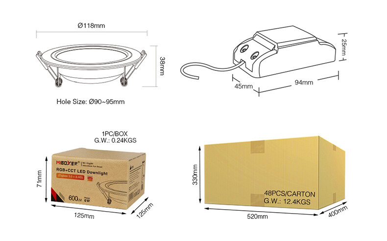 FUT068ZR 6W RGB+CCT LED Downlight (Zigbee 3.0+2.4G RF) - Image 4