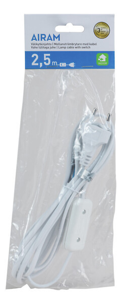 Lamp cable with switch white 2,5m - Image 2