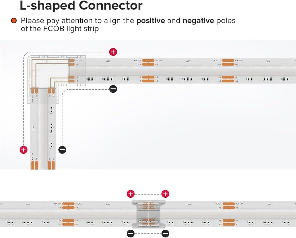 L connector stripe CCT COB 3pin 10mm (copy) - Image 2