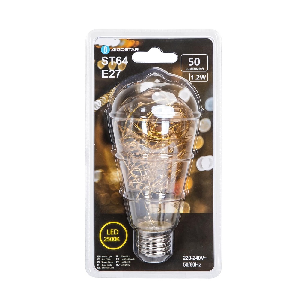 LED copper wire filament bulb ST64 E27 2500K 1,2W - Image 4