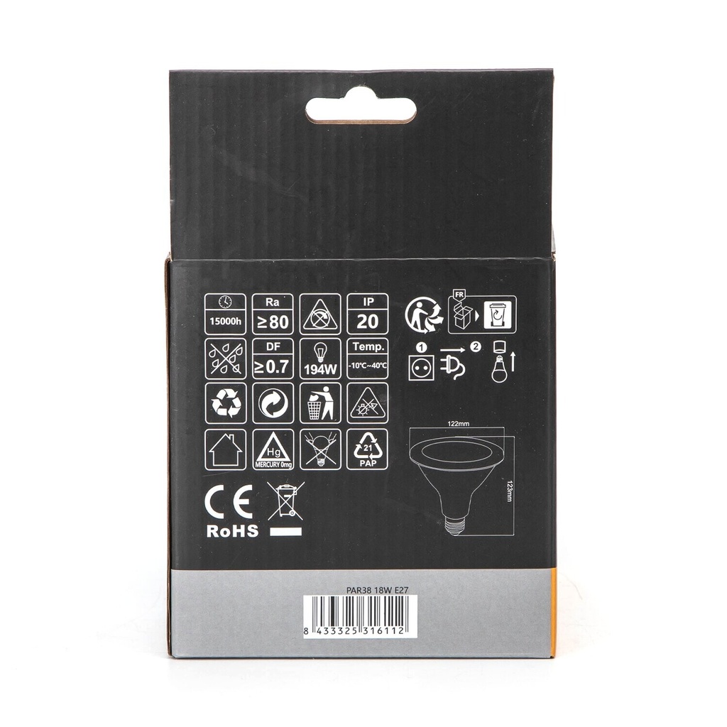 LED E27 PAR38 18W 3000K 830 - Image 4