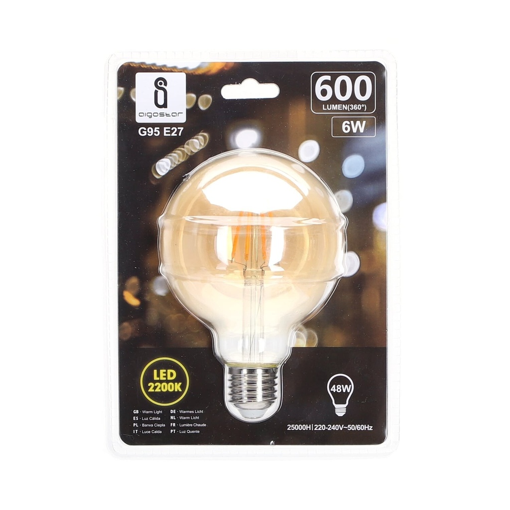 LED filament E27 G95 Amber - Image 3