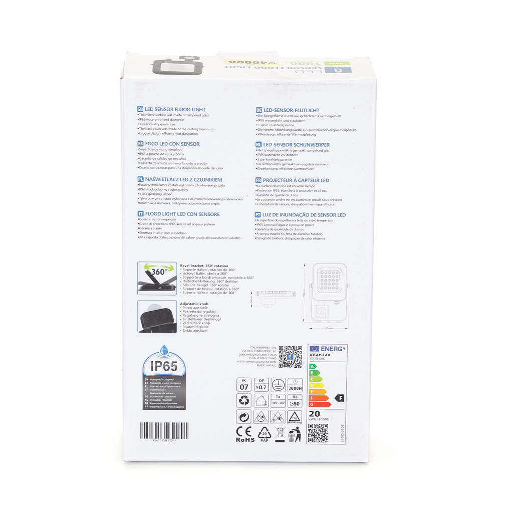 LED flood light 20W PIR 4000K IP65 IK07 - Image 5