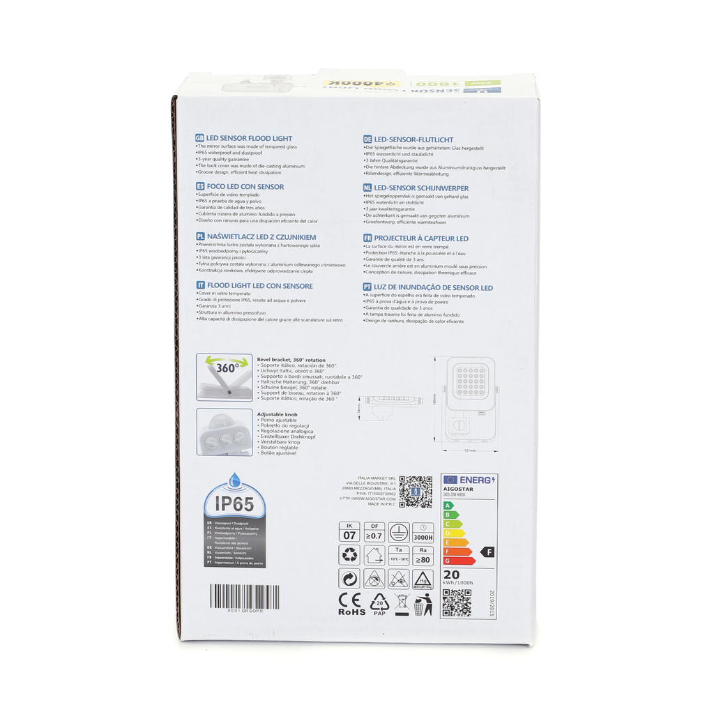 LED flood light 20W PIR 4000K IP65 IK07 - Image 5