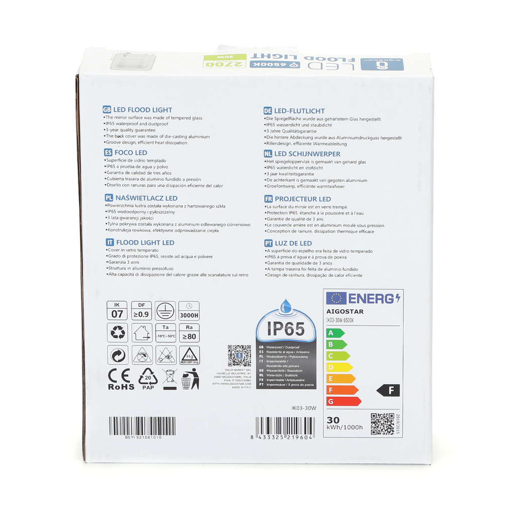 LED floodlight 30W 6500K IP65 IK07 White - Image 5