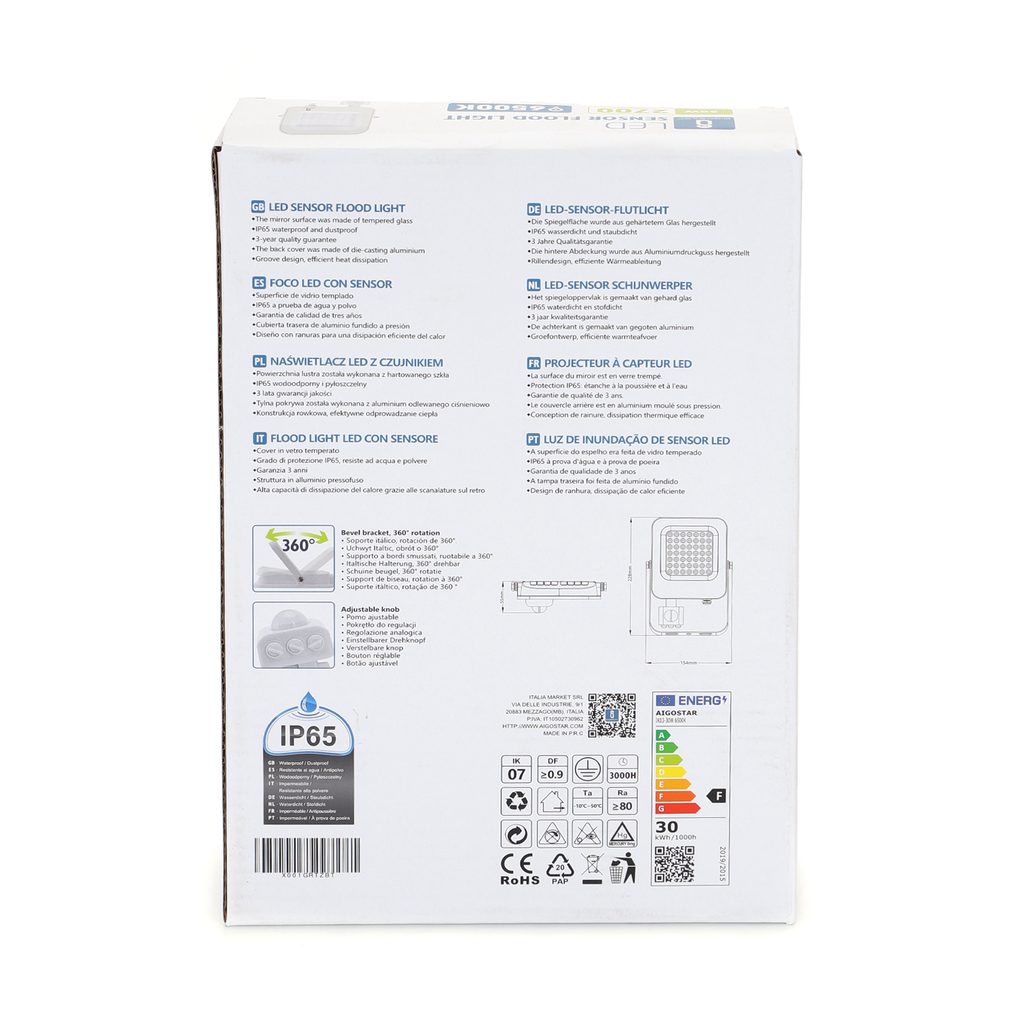 LED flood light 30W PIR 6500K IP65 IK07 - Image 5