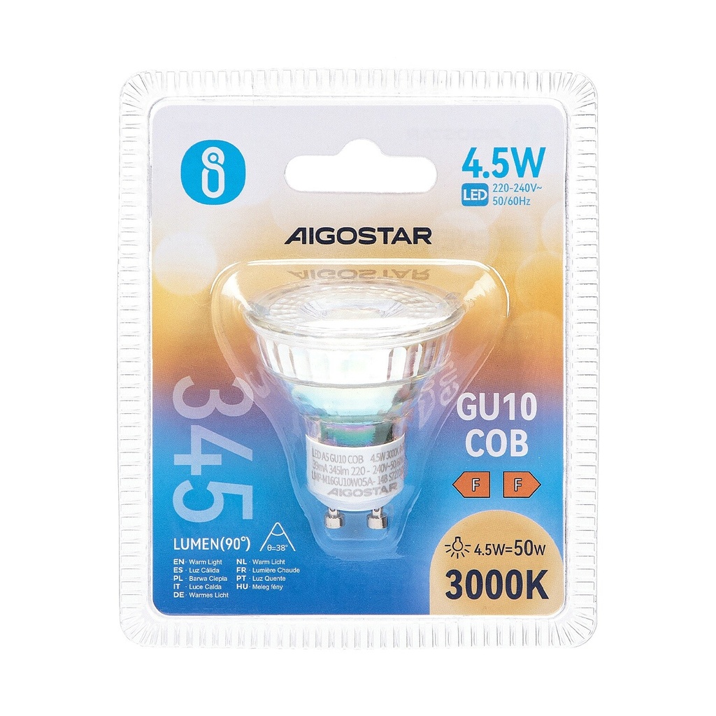 LED GU10 COB 4.5W Glass 3000K Warmwhite - Image 4
