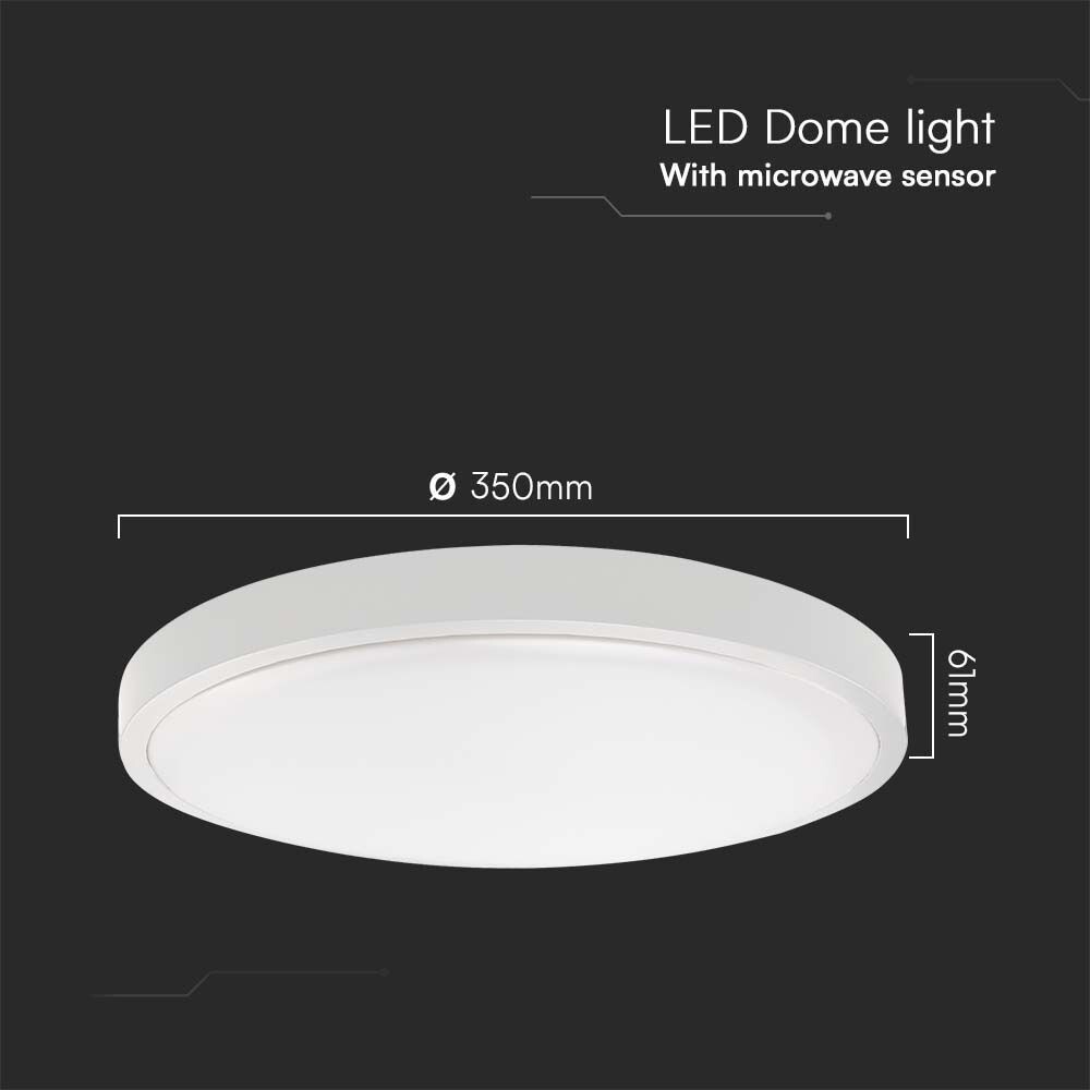 LED Microwave sensor ceiling light 24W warm white IP44 - Image 3