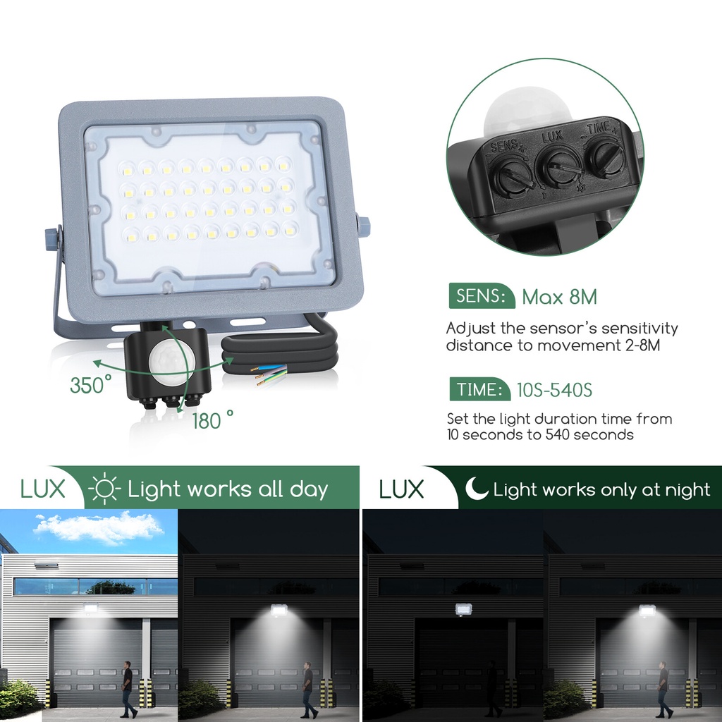 LED slim sensor flood light 30W 6500K - Image 4