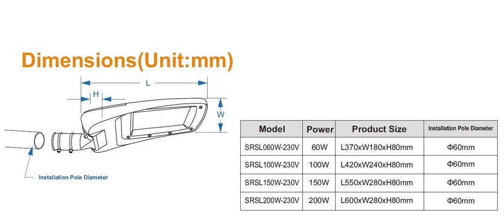 LED Street light 150W 150°x75° 4000K IP66 OSRAM - Image 8