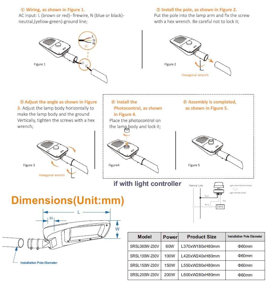 LED Street light with Lux sensor 60W 4000K IP66 - Image 7