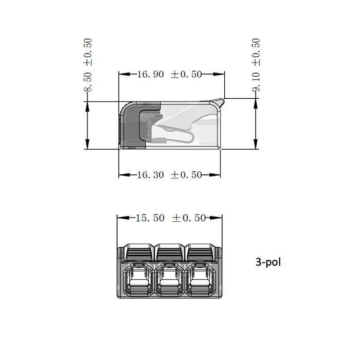Lever Connector Mini 3P 0.2-2.5mm² 100pack - Image 5