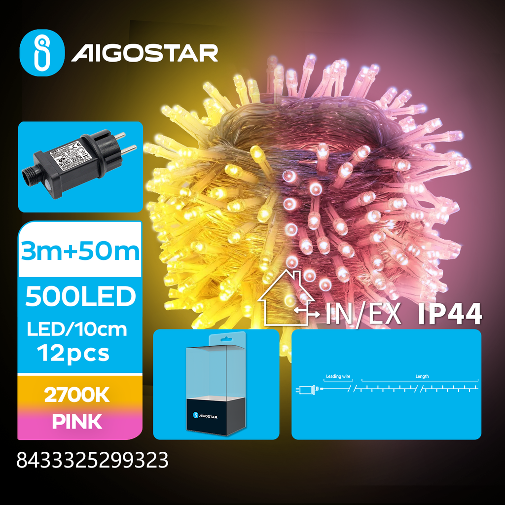 Light string 500 LED 50 m warm white and pink - Image 2