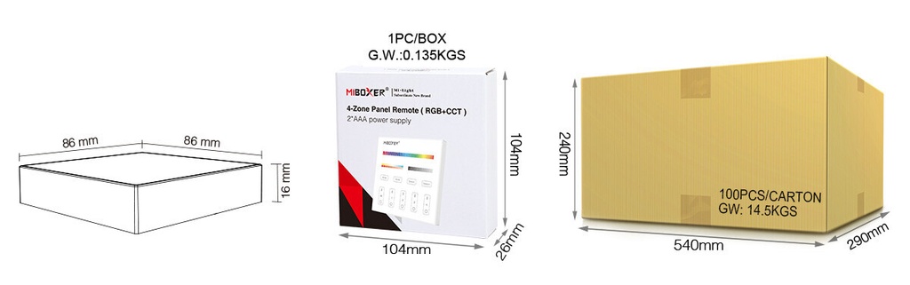 Mi-light B4-B 4-Zone Panel Remote RGB+CCT (2.4G) - Image 8