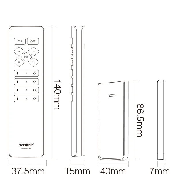Mi-Light C2 Remote (For V3.0 Smart Plug & Switch (2.4G)) - Image 3