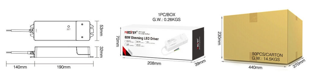 Mi-light CL2-P60V12 60W Dual White Dimming LED Driver + PUSH (2.4G) - Image 4