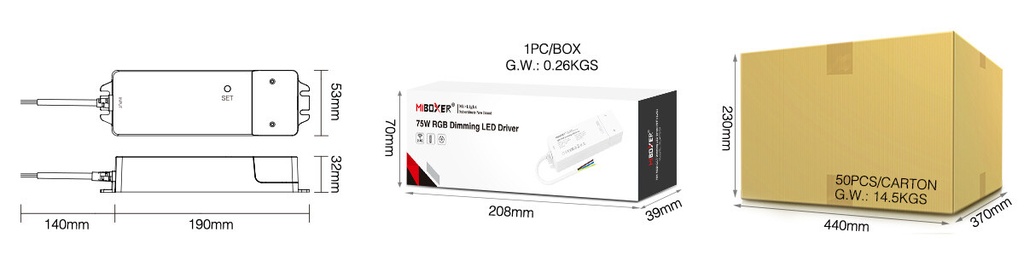 Mi-light CL3-P75V24 75W RGB Dimming LED Driver + PUSH (2.4G) - Image 4