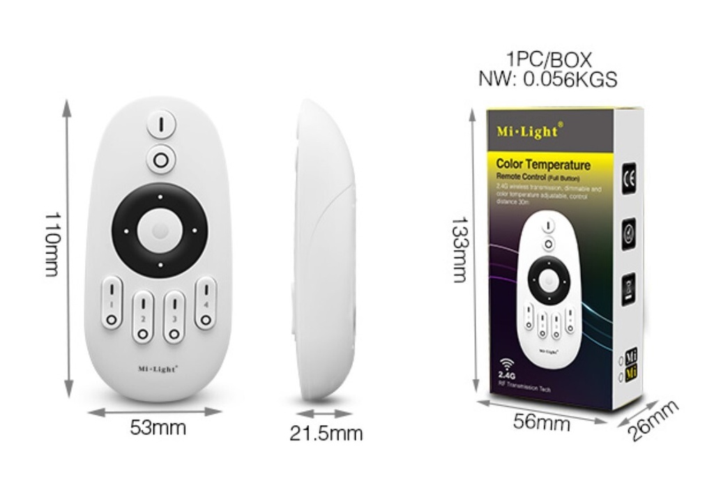 Mi-Light FUT007 2.4GHz 4-zone CCT remote controller - Image 4