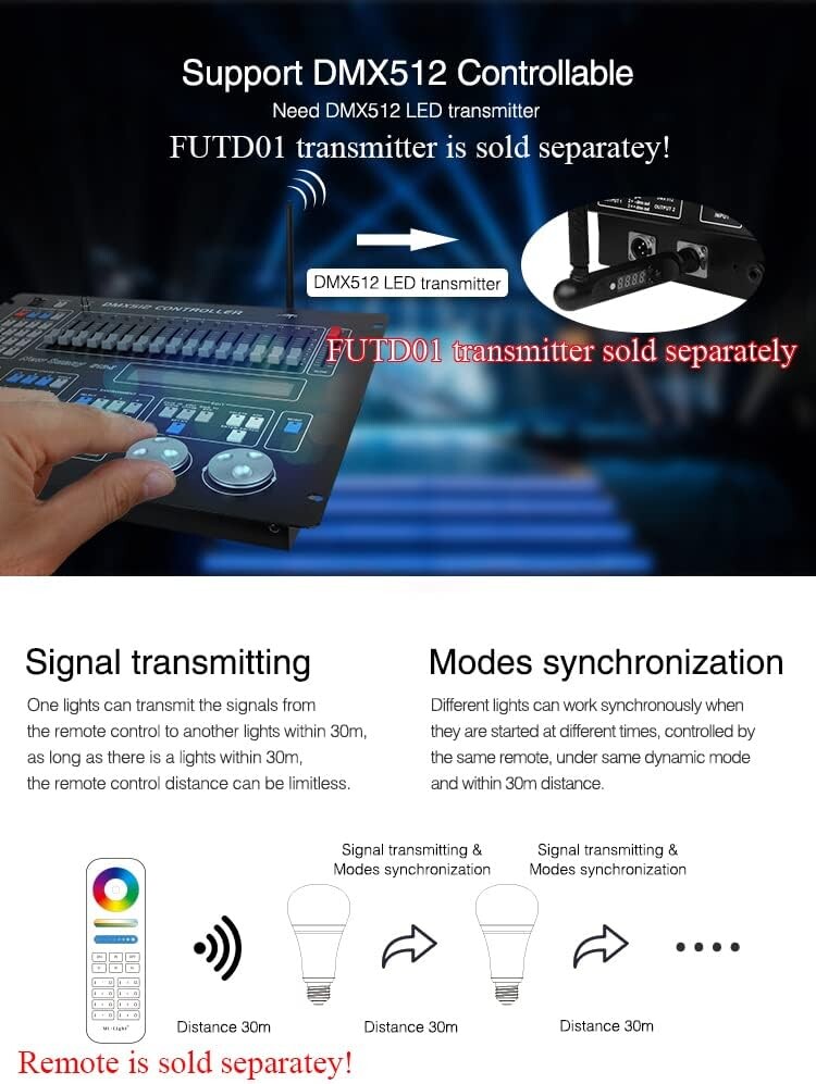 Mi-Light FUT012 9W RGB+CCT (2,4G, DMX512) - Image 5
