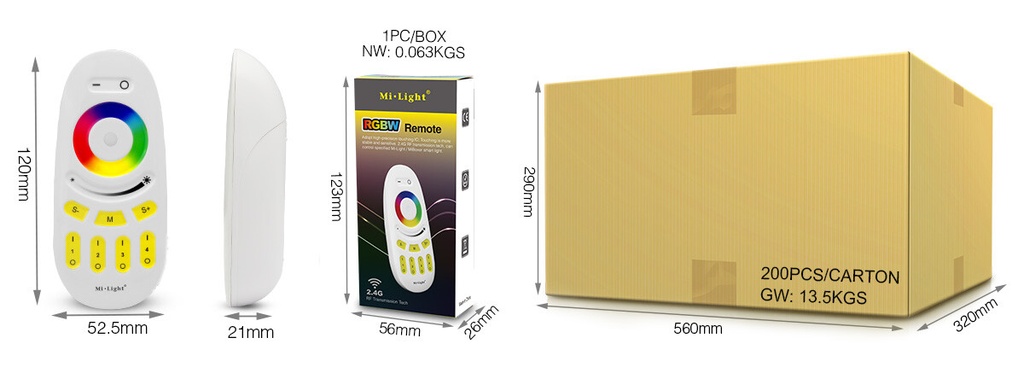 Mi-light FUT096 4-Zone Touch RF RGBW Remote (2.4G) - Image 8