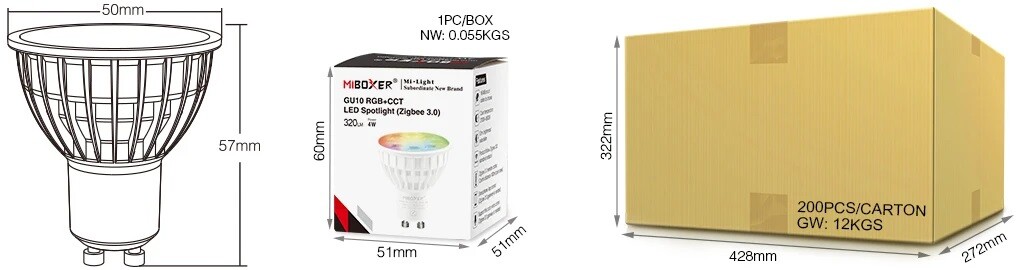 MiLight FUT103ZR 4W GU10 RGB+CCT LED Spotlight (Zigbee 3.0 + 2.4G) - Image 4