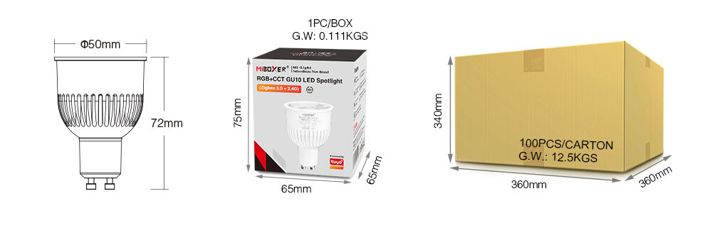 MiLight FUT106ZR 6W GU10 RGB+CCT LED Spotlight (Zigbee 3.0 + 2.4G) - Image 6