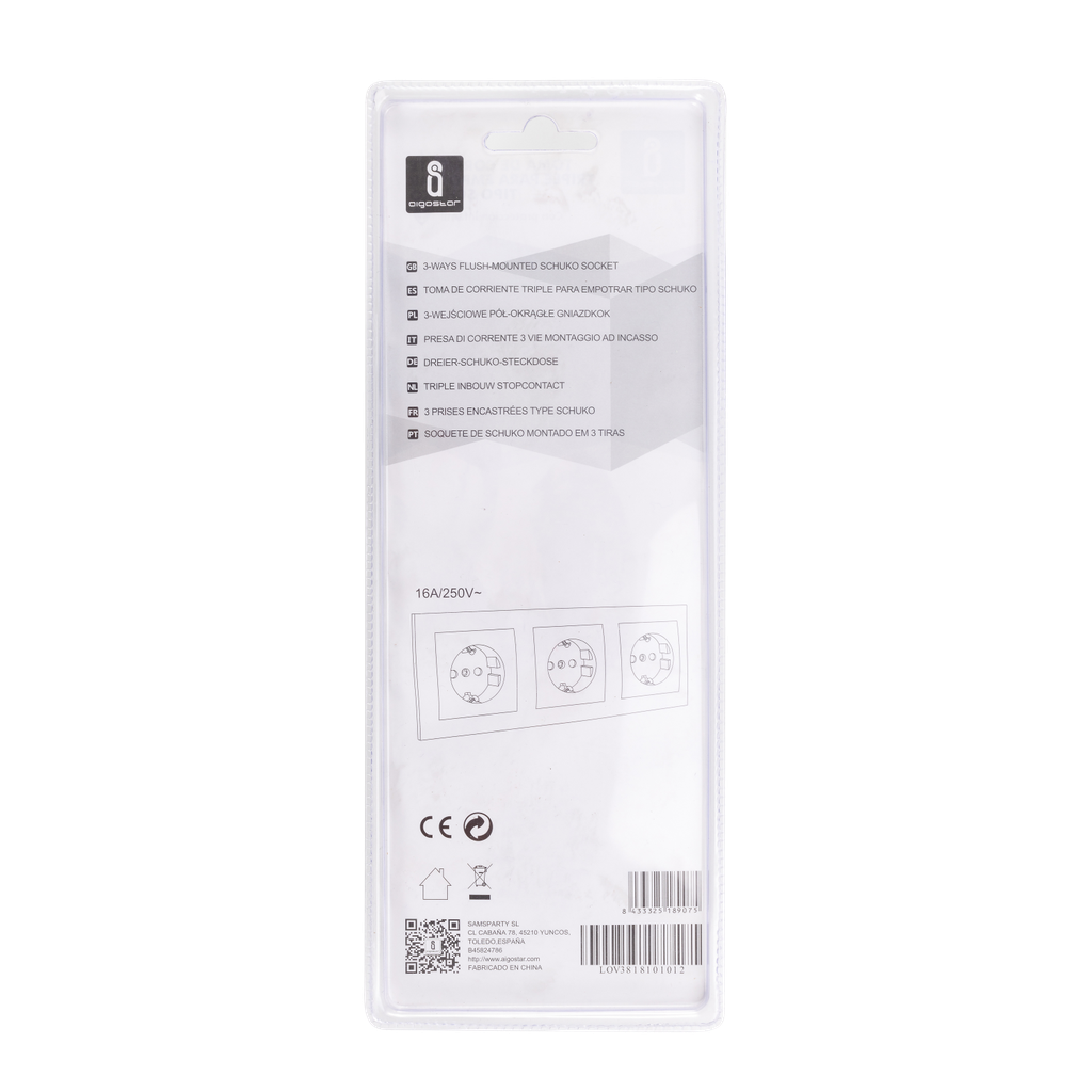 3-way flush-mounted schuko socket - Image 3