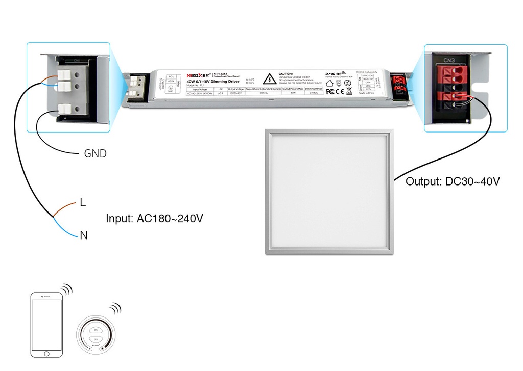 Mi-light PL1 40W 0/1~10V Dimming Driver (2.4G) - Image 4