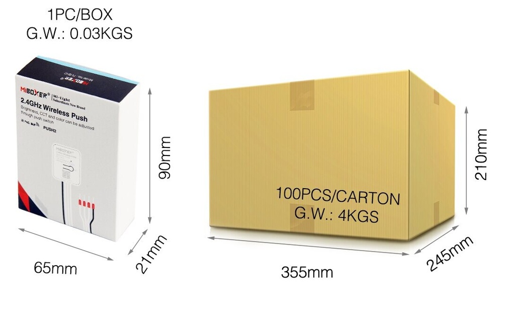 Mi-Light PUSH2 2.4GHz Wireless Dimming (RGB+CCT) (2.4GHz) - Image 6