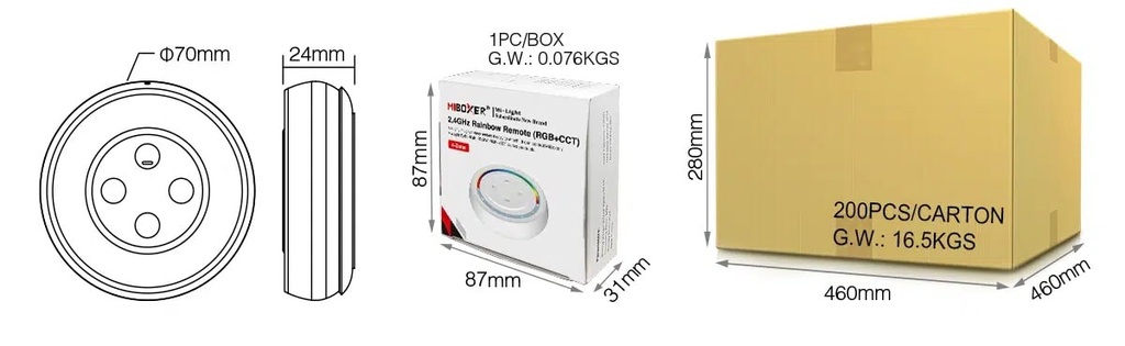 Mi-Light S2W+ 4-zone rainbow remote RGB+CCT (2.4G) - Image 5