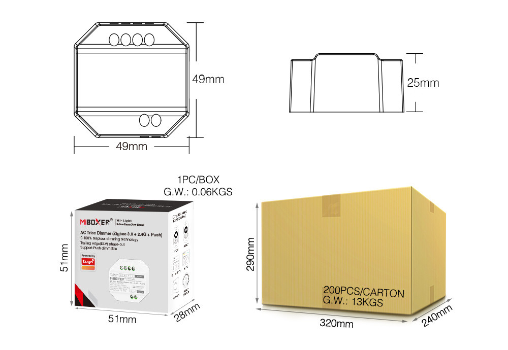 Mi-Light TRI-C1ZR AC Triac Dimmer (Zigbee 3.0 + 2.4G + Push) - Image 5