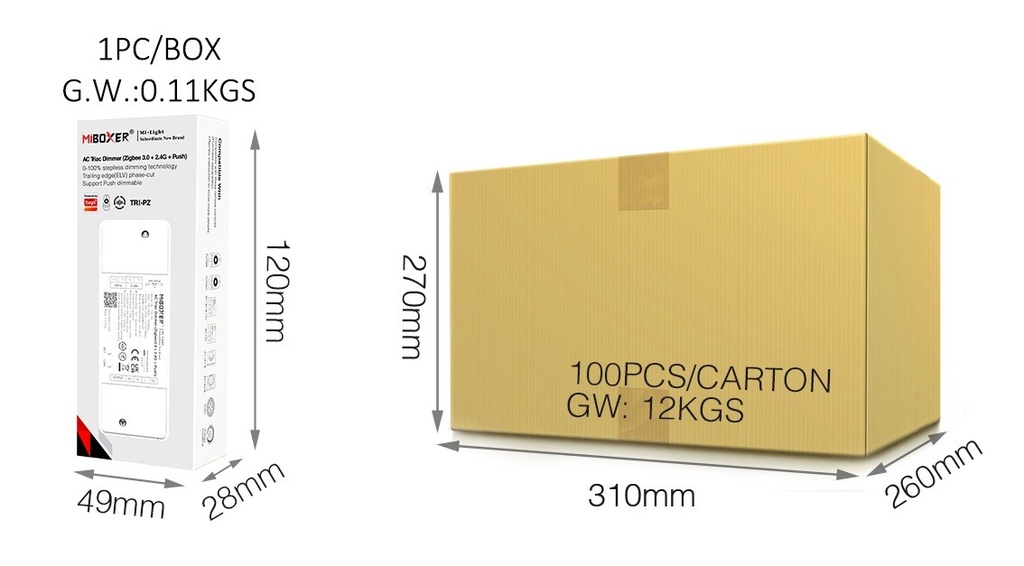 Mi-Light TRI-PZ 500W AC Triac Dimmer (Zigbee 3.0 + 2.4GHz + Push) - Image 6