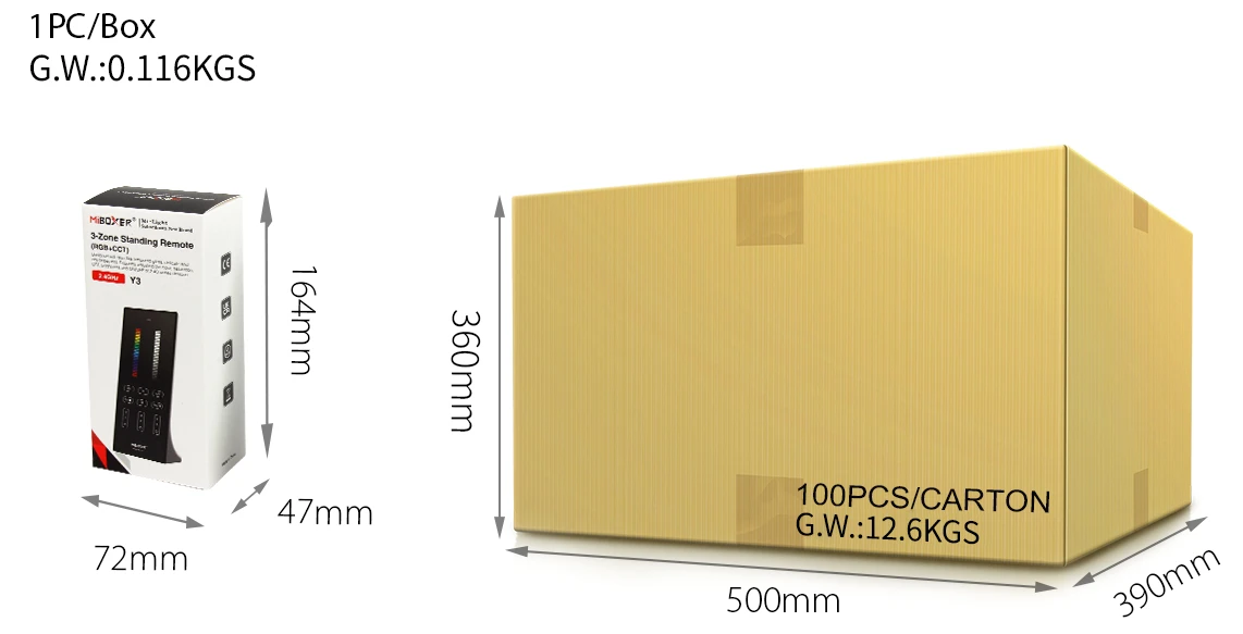 Mi-Light Y3 RGB+CCT Vertical Remote (2.4GHz) - Image 5