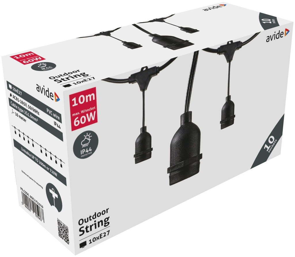 Outdoor E27 String 10m 10 sockets - Image 3