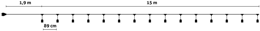 Outdoor E27 String 15m 15 sockets - Image 2