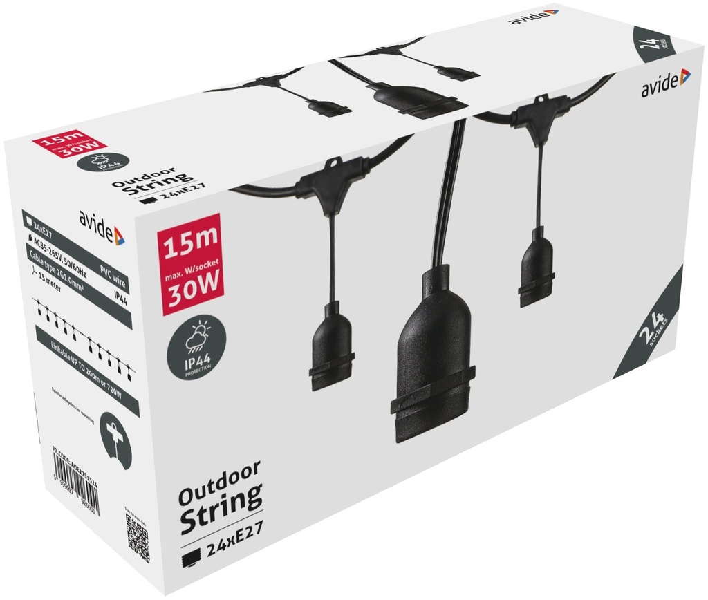Outdoor E27 String 15m 24 sockets - Image 3
