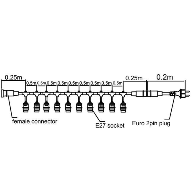 Outdoor E27 String  5m, 10 sockets - Image 5