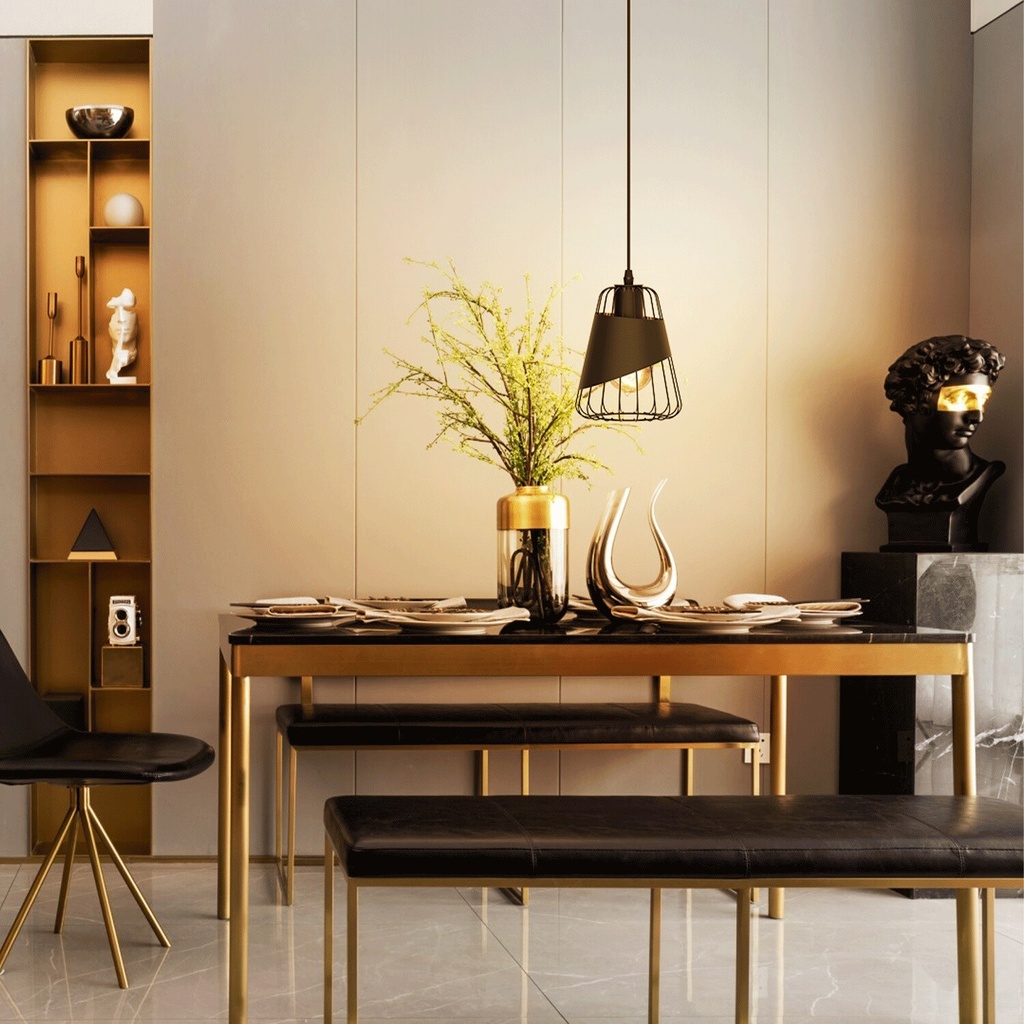 Pendant light with iron frame, E27 - Image 5