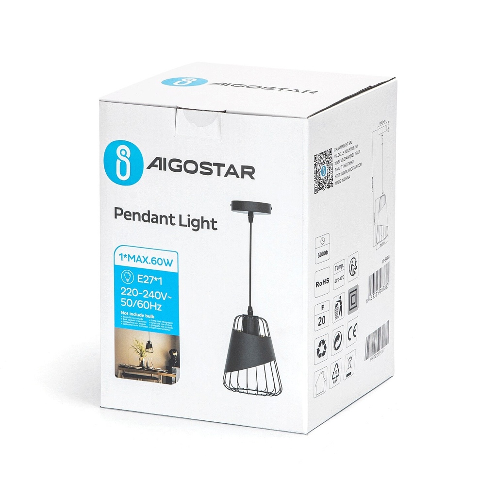 Pendant light with iron frame, E27 - Image 6