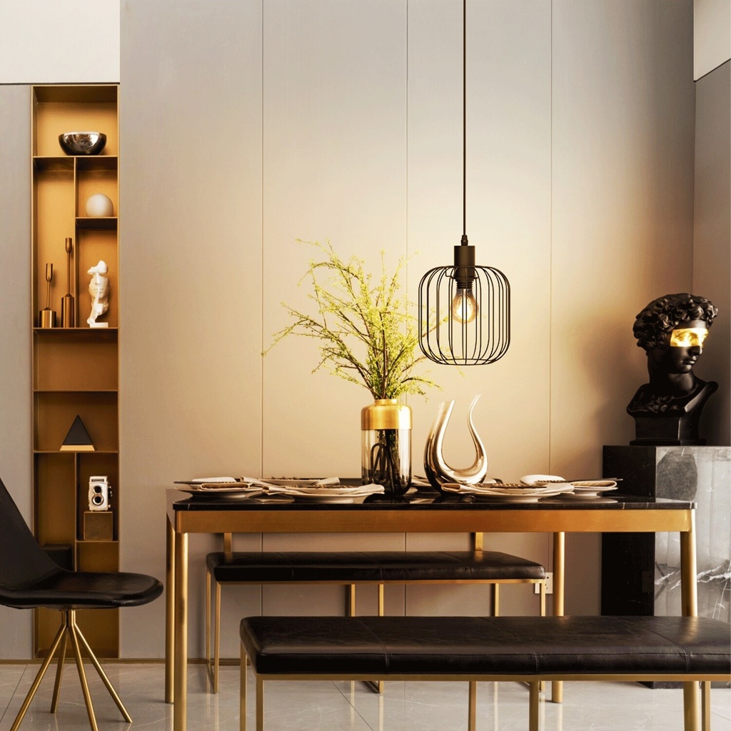 Pendant light with iron frame, E27 - Image 5