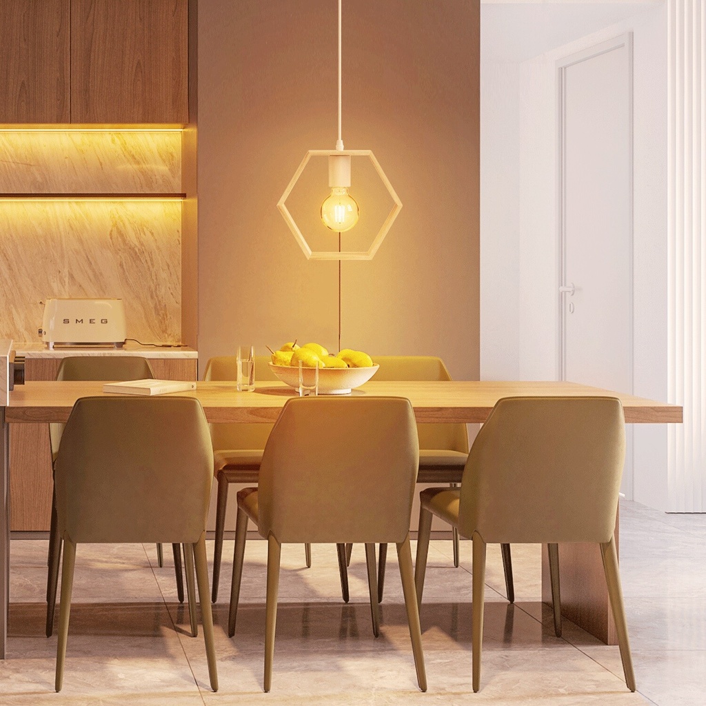 Pendant light with wooden frame, E27 - Image 5
