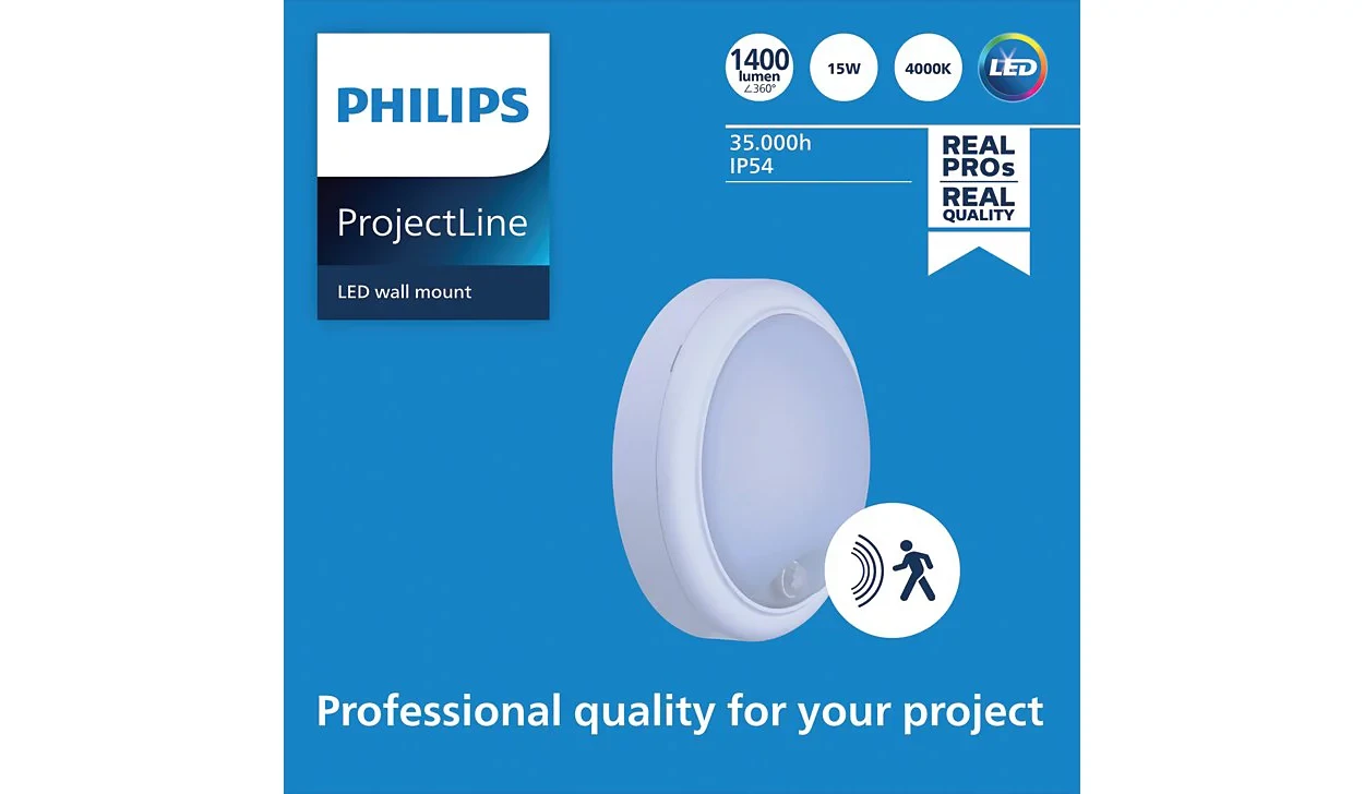 Projectline Wallmount round 15W 1400lm 4000K Sensor IP65 - Image 2