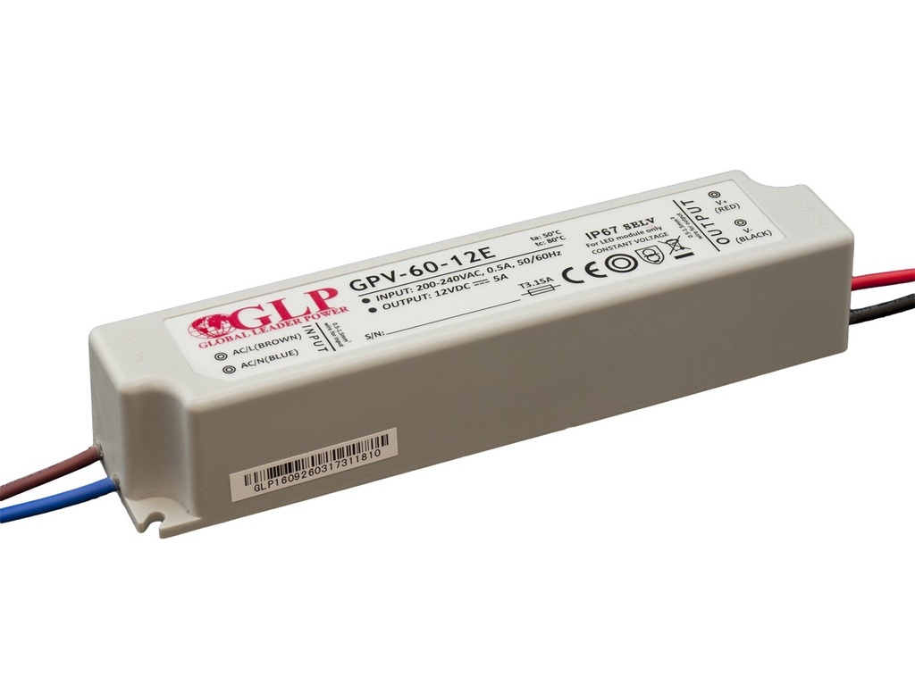 Transformator 12V konstant spænding 60W IP67